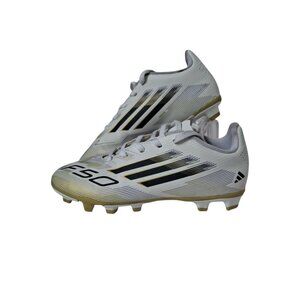 adidas Kids F50 Club FM/MG Soccer Cleats Silver Black Size 2.5 Pre-owned